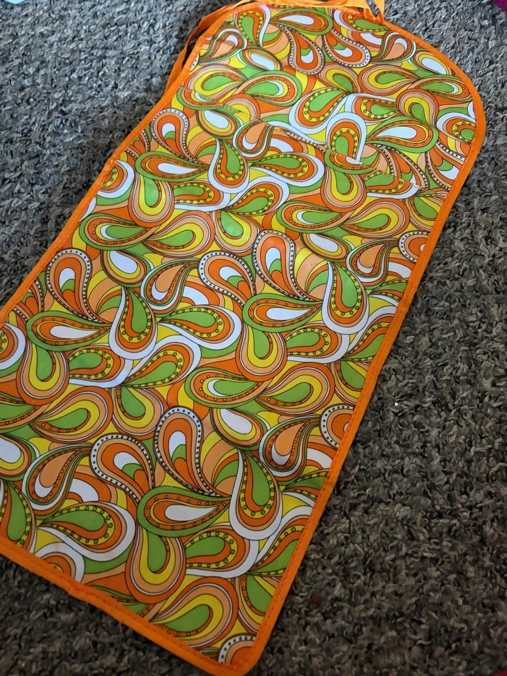 Striped‎ Travel Jewelry Organizer Pouch - Orange Trim